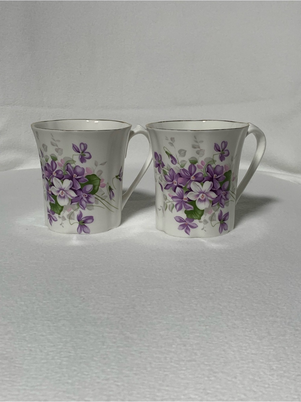 Vintage Aynsley Wild Violets Floral Teacups/mugs Set of 2 Purple Flowers